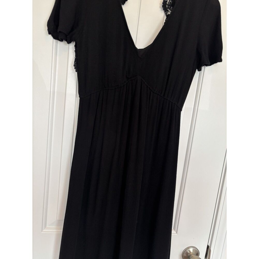 Staccato Boho Black Maxi Dress High-Low Skirt With Back Laced Cut Out Size S - Picture 4 of 5